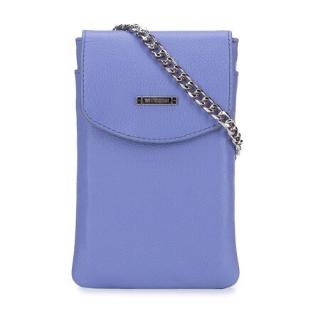 Mini kožená kabelka s retiazkou svetlofialová 29-2E-001-V