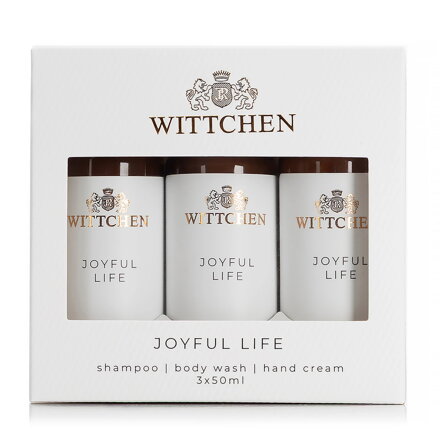 Podróżny zestaw kosmetyków szampon, żel, krem do rąk Joyful Life 1-HS-301-0J