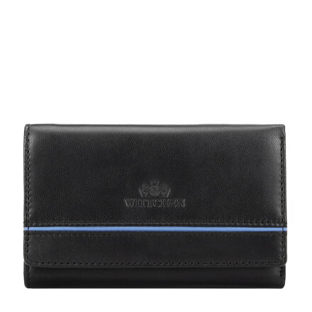 Dámska kožená peňaženka s kontrastnou vložkou čierna 14-1-957-1