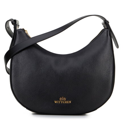 Kožená bagetová kabelka čierna 100-4E-210-1