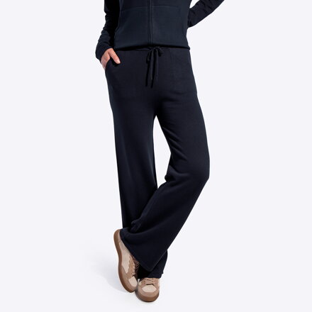 Spodnie damskie z szeroką nogawką granatowe 29-99-007-N