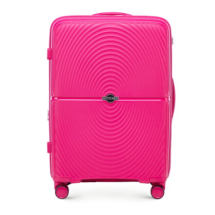 Średnia walizka z polipropylenu w okręgi różowa 56-3T-302-34