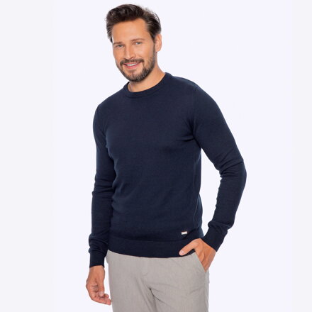 Sweter męski z bawełny z domieszką kaszmiru granatowy M0-99-103-N