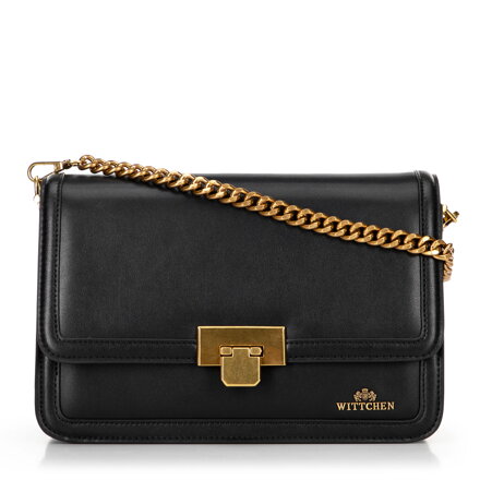 Kožená crossbody s odnímateľnou retiazkou, čierna 100-4E-207-1