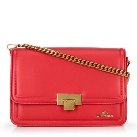 Kožená crossbody s odnímateľnou retiazkou červená 100-4E-207-3