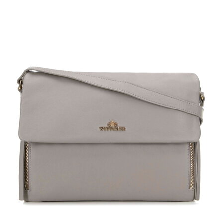 3-komorová kožená kabelka cez rameno sivá 99-4E-003-9