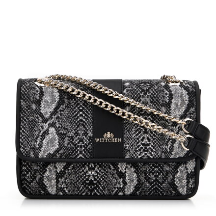 Dámska crossbody žakár na retiazke, čierna a sivá 99-4E-502-X8