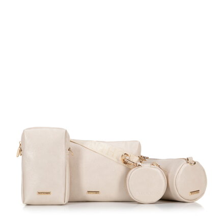 Sada crossbody kabeliek z ekokože, krémová 100-4Y-420-0
