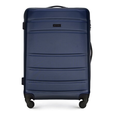 Średnia walizka z ABS - u żłobiona granatowa 56-3A-652-90