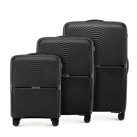 Zestaw walizek z polipropylenu w okręgi czarny 56-3T-30S-10