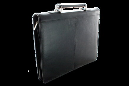 Čierna luxusná kožená zipsová spisovka A4 116-5051-60