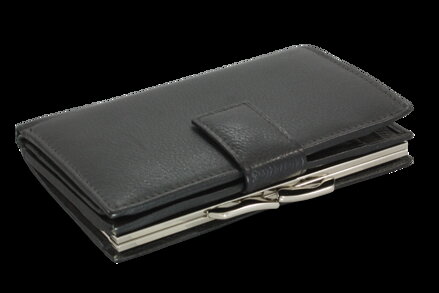 Čierna dámska kožená rámová peňaženka so zápinkou 511-6232-60