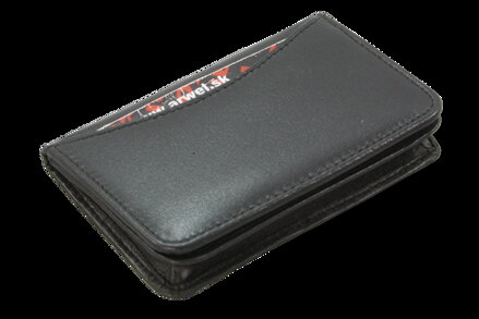 Čierny kožený vizitkár so zásobníkom 514-0004-60