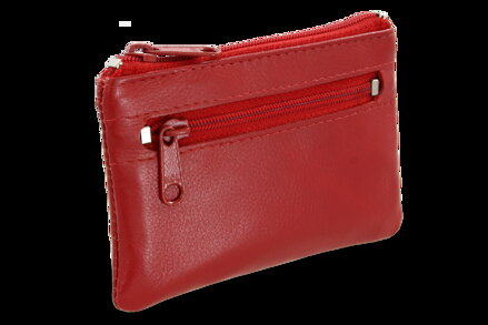 Červená kožená dvojzipsová kľúčenka 619-0370-31