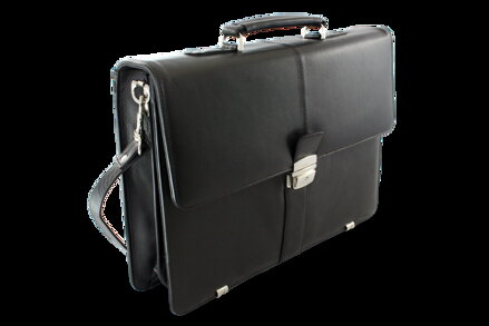 Čierna kožená aktovka s priehradkou pre notebook 112-5056-60