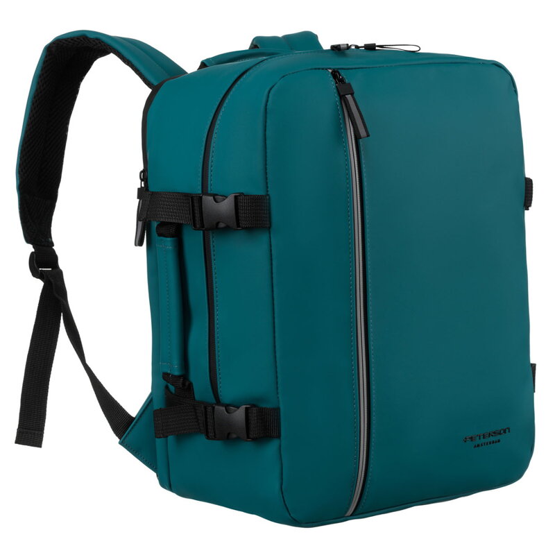Tyrkysový cestovný ruksak zavesený na nastaviteľných popruhoch - Peterson