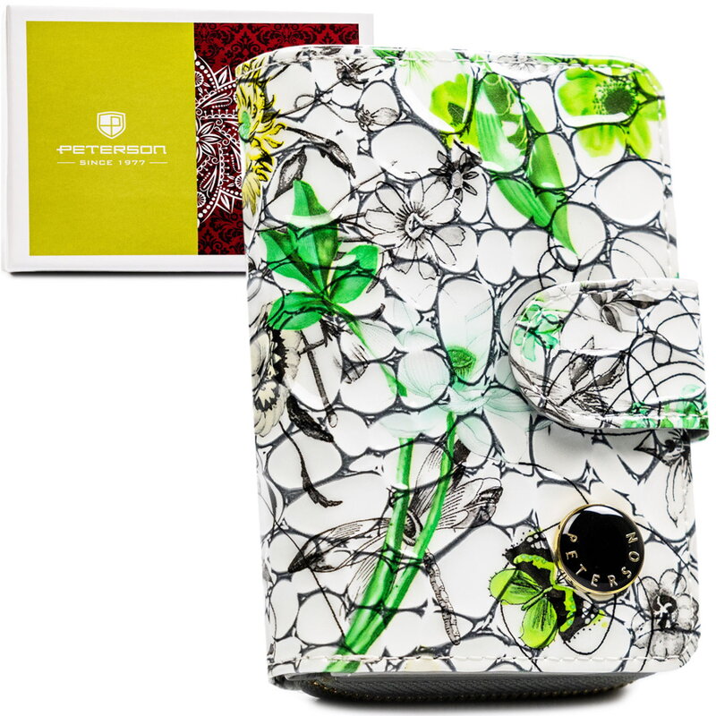 Priestranná zelená dámska peňaženka z pravej kože s RFID - Peterson