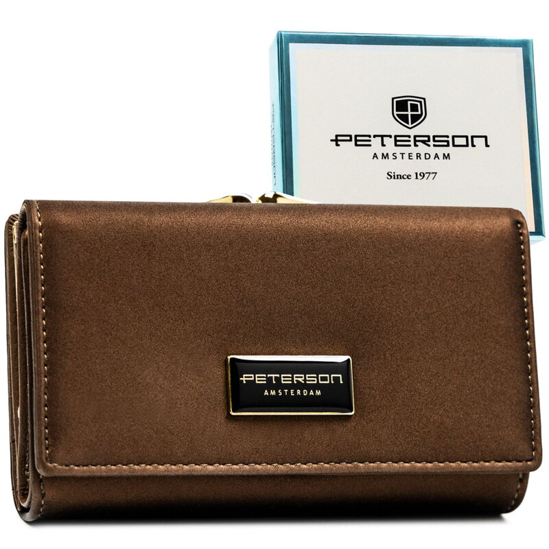 Dámska peňaženka s hnedou pravou a umelou kožou - Peterson