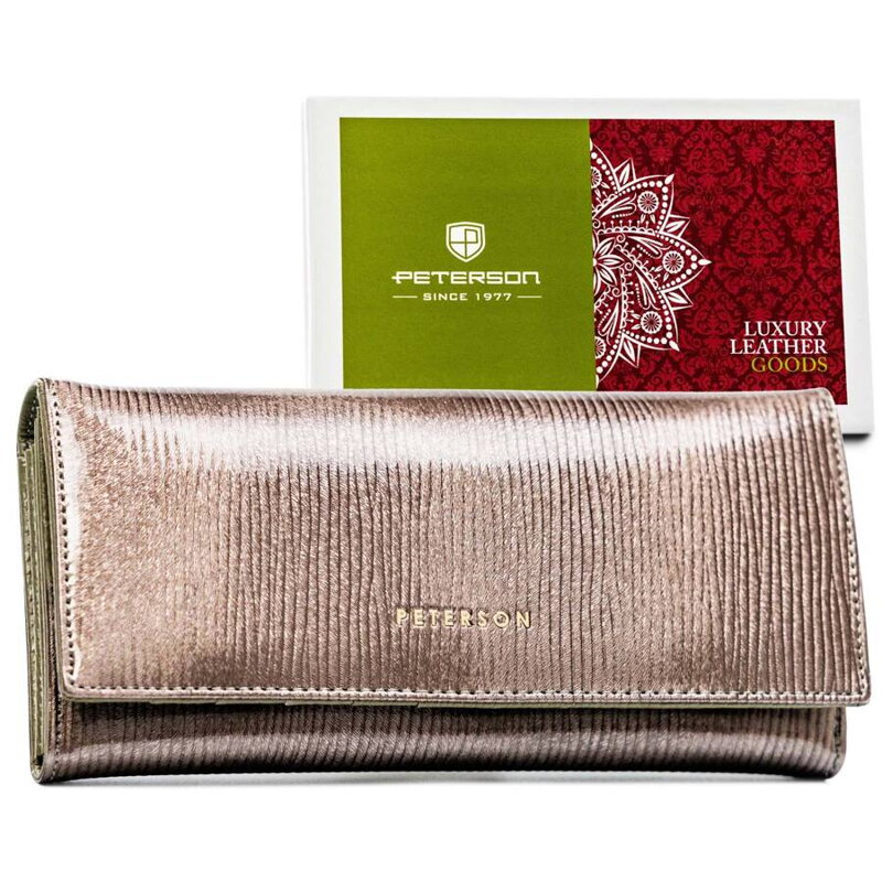 Lakovaná dámska peňaženka v sivej farbe s vreckom na zips – Peterson