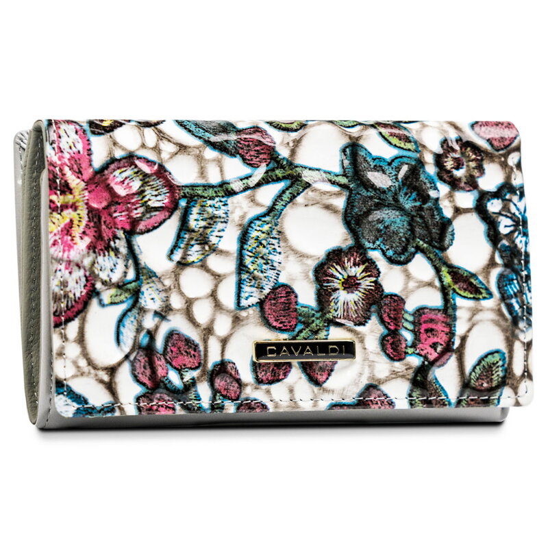 Priestranná dámska kvetinová peňaženka so zapínaním na patentku - 4U Cavaldi