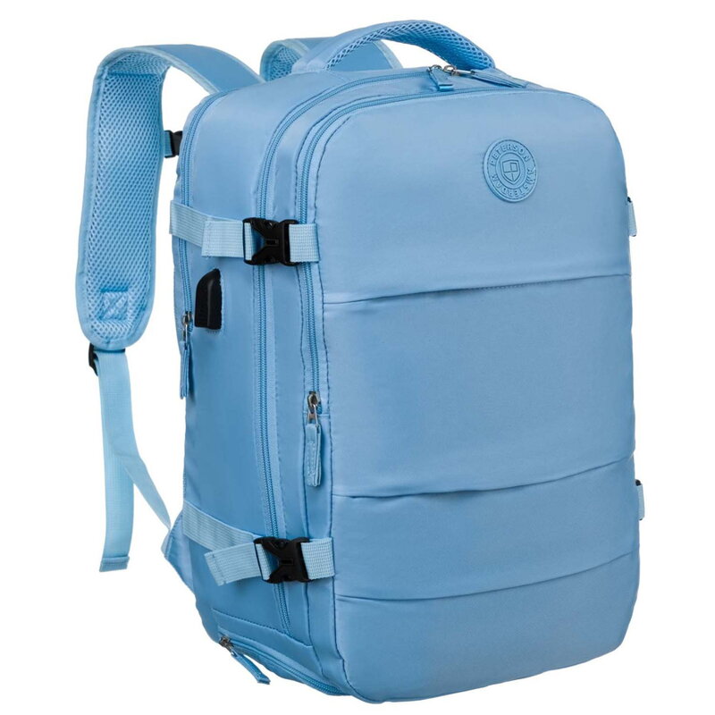 Cestovný ruksak v modrej farbe s úchytom na kufor vyrobený z polyesteru - Peterson