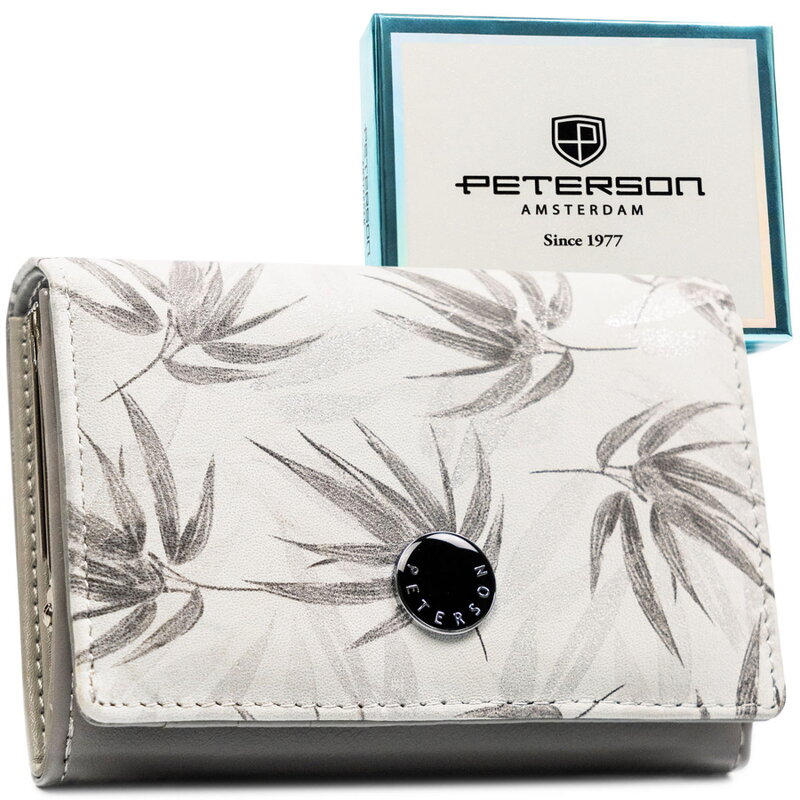 Stredne veľká dámska peňaženka z umelej kože a pravej kože v bielej farbe - Peterson
