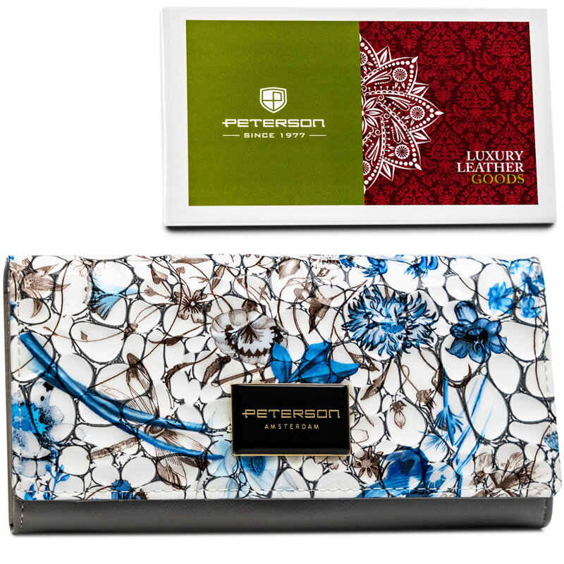 Horizontálna dámska peňaženka s kvetinovým vzorom a vnútorným vreckom na zips – Peterson