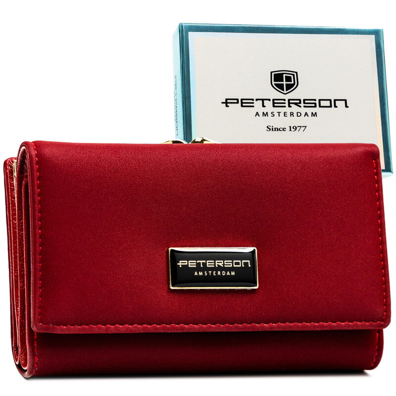 Červená dámska peňaženka s pravou a umelou kožou - Peterson
