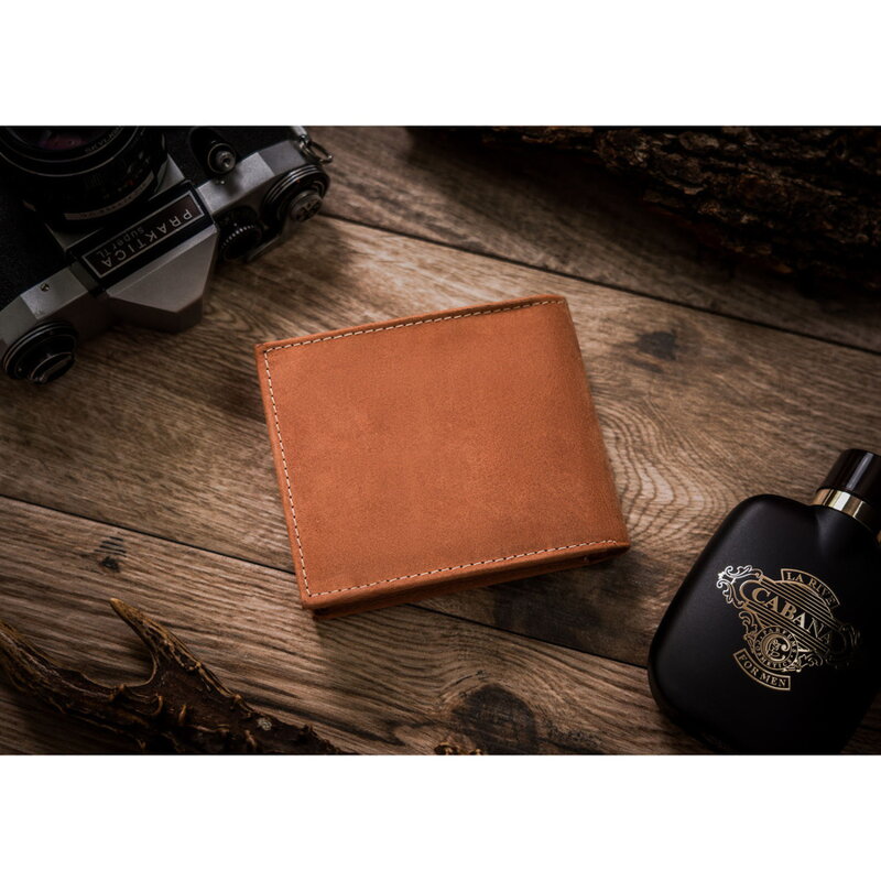 Pánska peňaženka z hnedej pravej kože, model bez vonkajšieho zapínania - Always Wild