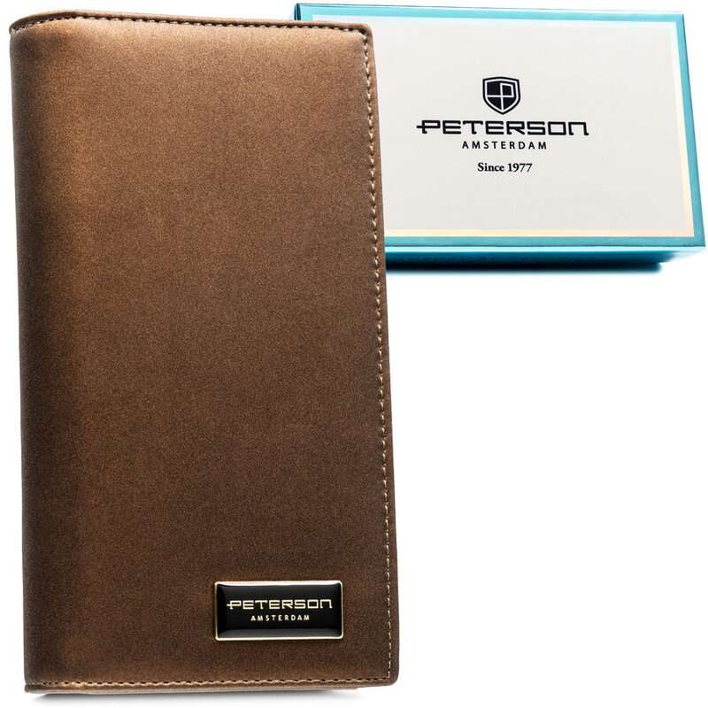 Hnedá Dámska peňaženka z pravej a eko kože s RFID - Peterson