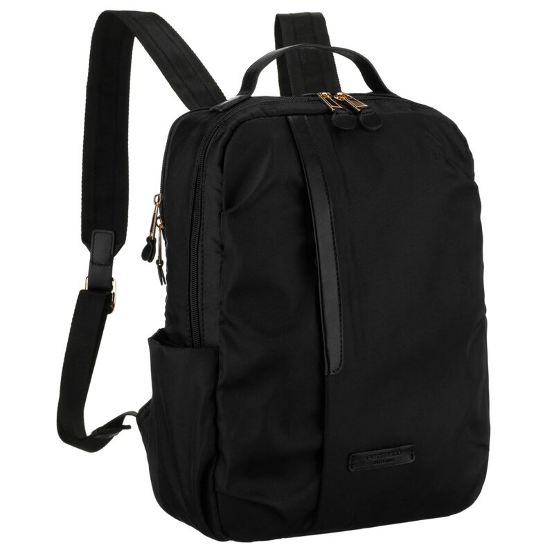 Czarny, nylonowy plecak damski z uchwytem do mocowania na walizce - Peterson