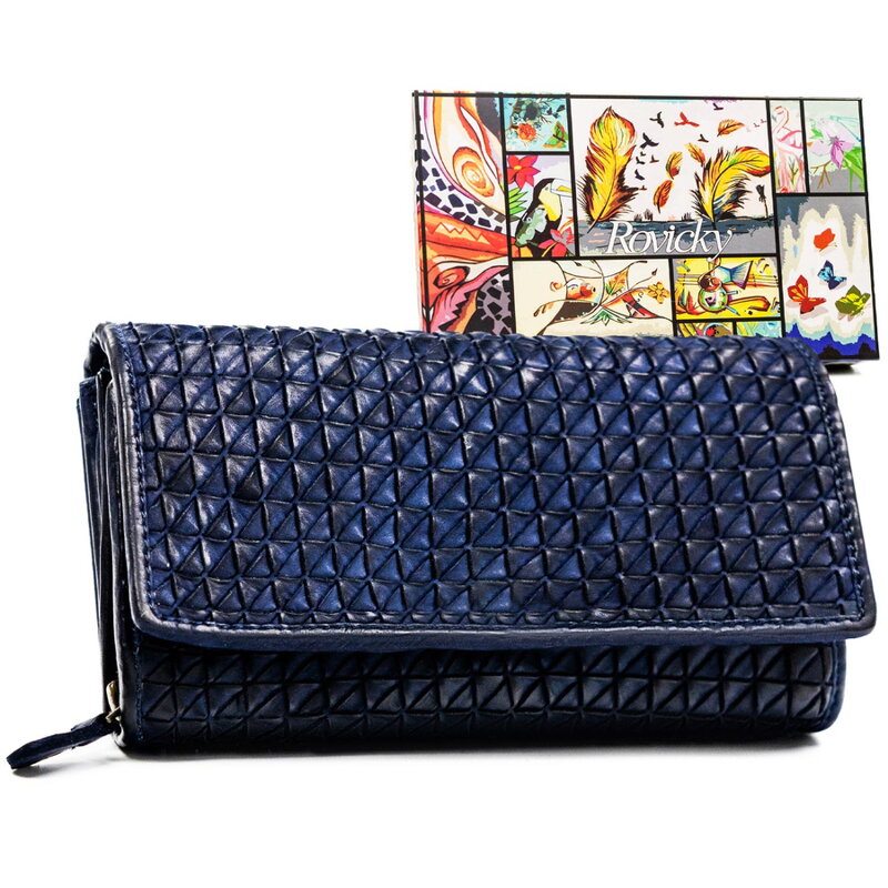 Elegantná tmavomodrá dámska peňaženka z prírodnej kože – Rovicky