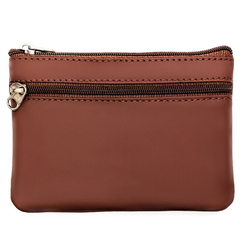 Etui na klucze w brązowym kolorze wykonane ze skóry naturalnej zamykane suwakiem