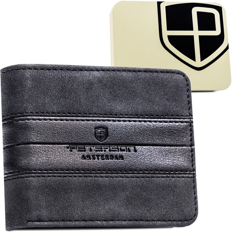 Malá pánska peňaženka z čiernej umelej kože - Peterson