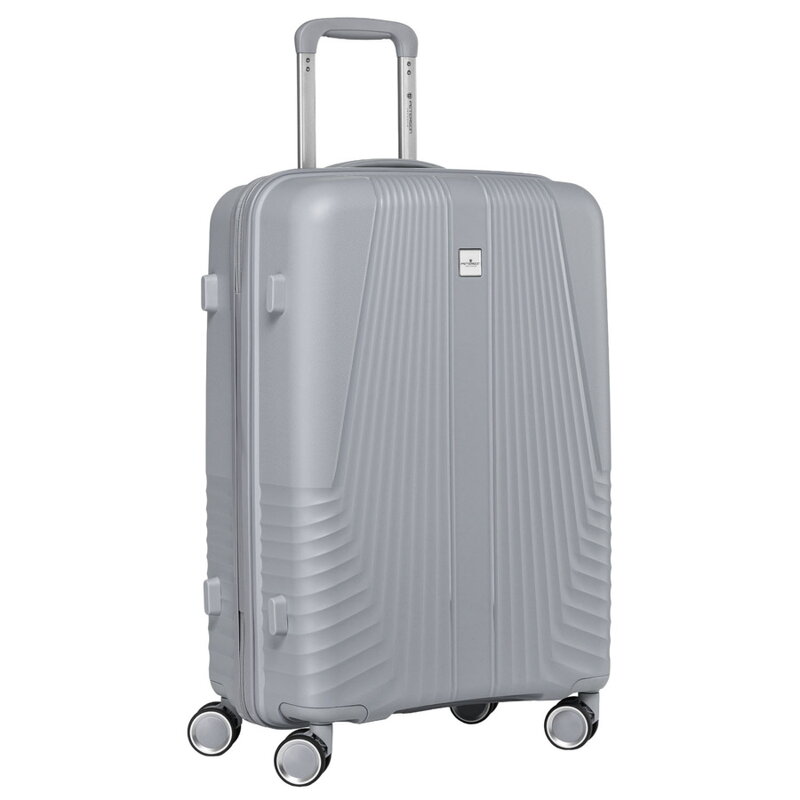 Duża walizka podróżna w szarym kolorze z wodoodporną skorupą - Peterson