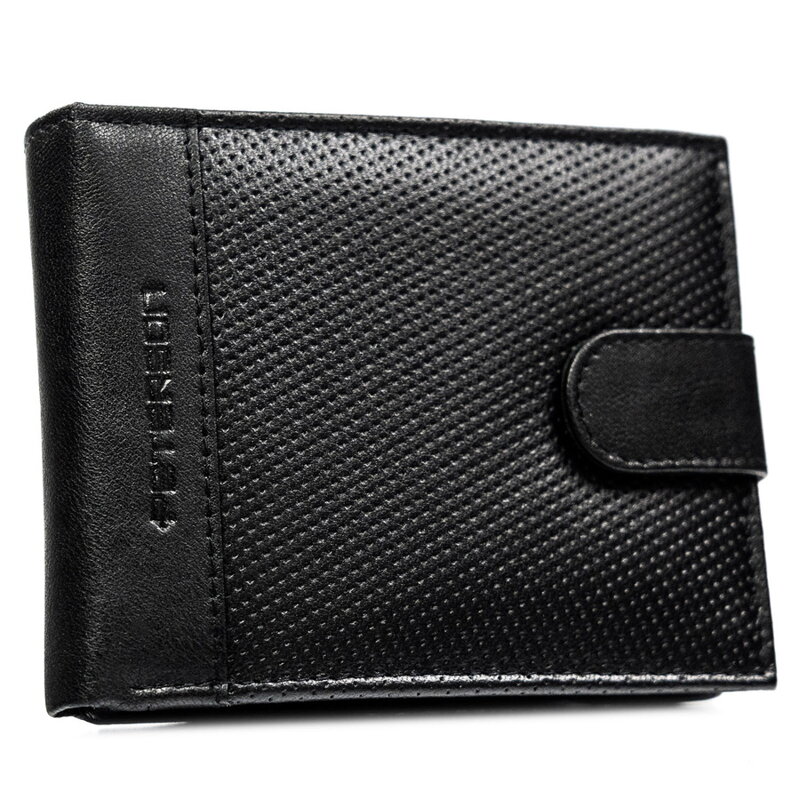 Veľká pánska čierna kožená peňaženka so zapínaním na patentku - Peterson