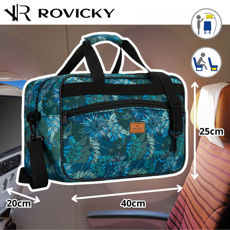 Pojemna torba podróżna wyposażona w dopinany pasek i zewnętrzną kieszeń zapinaną suwakiem - Rovicky