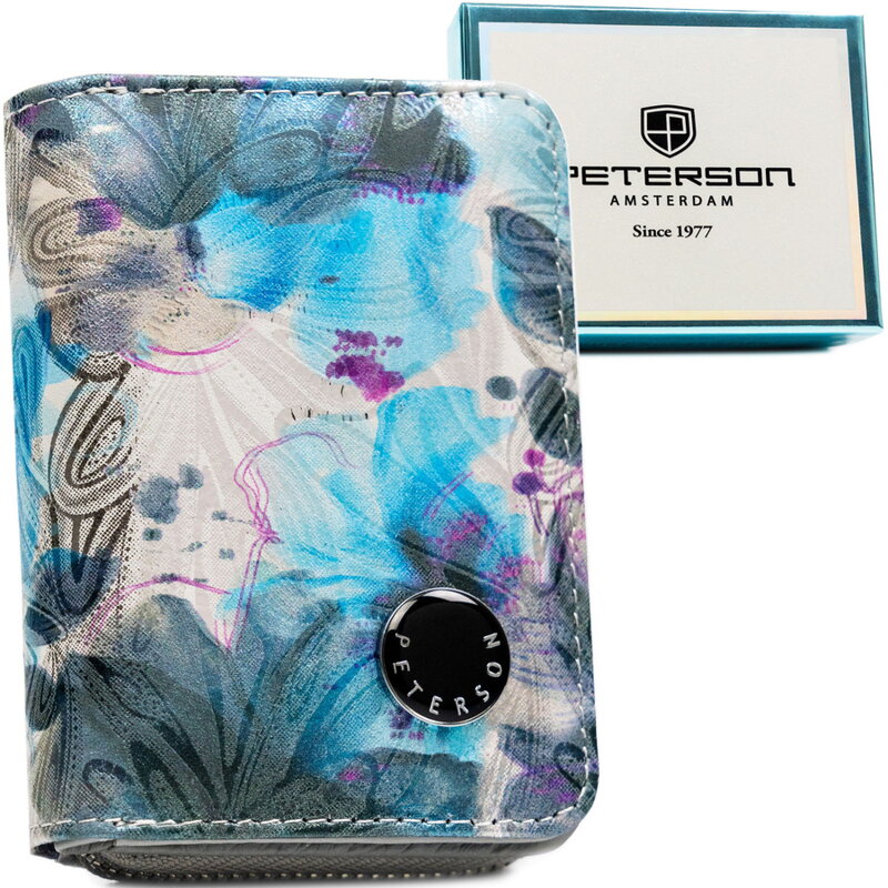 Dámska peňaženka s kvetinovým vzorom z umelej kože a pravej kože - Peterson