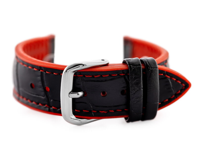 Gumový remienok na hodinky U18 - black/red - 20mm