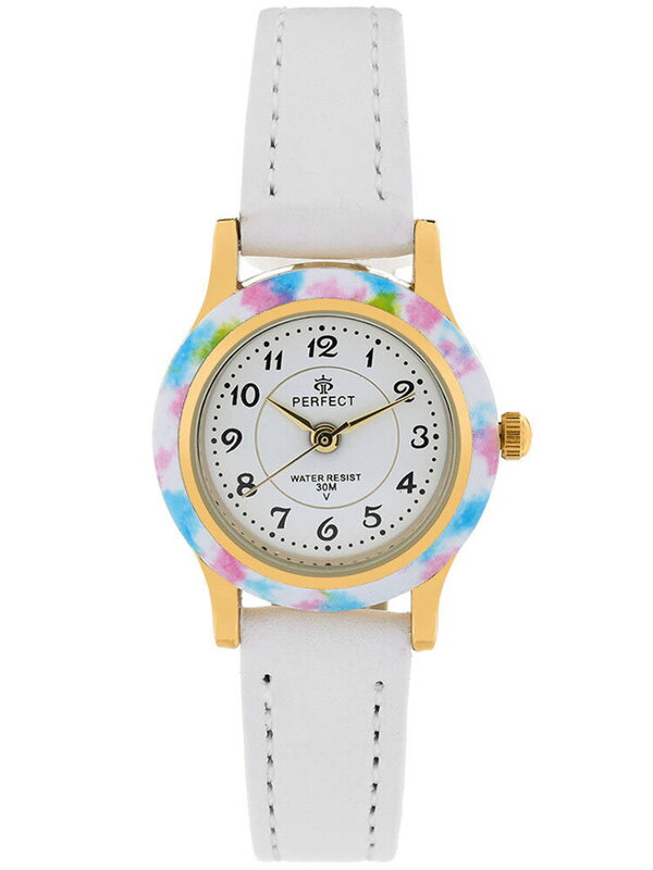 ZEGAREK KOMUNIJNY DZIECIĘCY PERFECT LP195-06 - biały/złoty + BOX