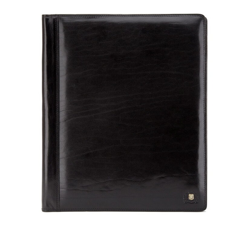 Aktówka skórzana klasyczna średnia czarna 39-5-006-1