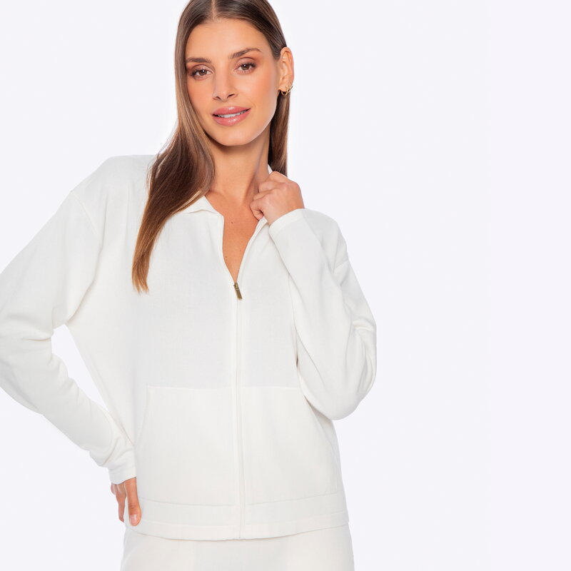 Rozpinana bluza damska kremowa 29-99-006-0