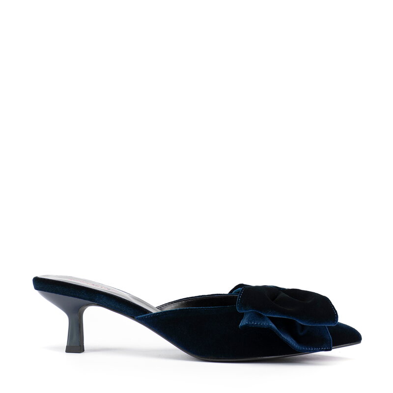 Damskie czółenka z kokardą granatowe 99-DP-600-N