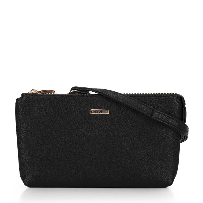 Crossbody z ekokože, dvojkomorová, čierna a zlatá 29-4Y-607-1G