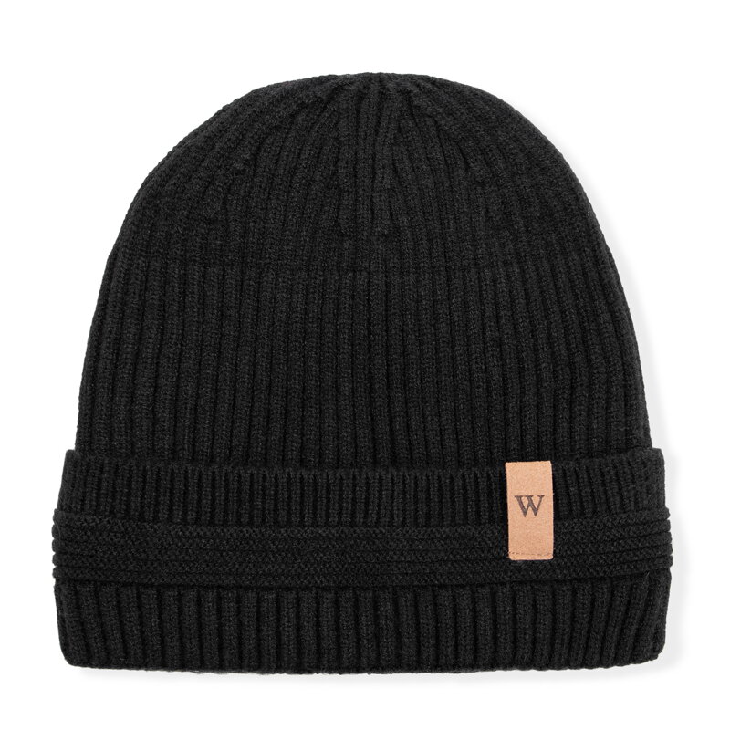 Czapka zimowa z wywijanym brzegiem czarna 101-HF-004-1