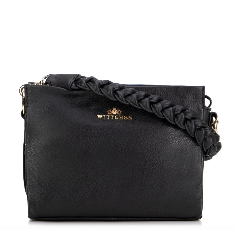 Dámska crossbody s pletenou rúčkou čierna 99-4E-011-1