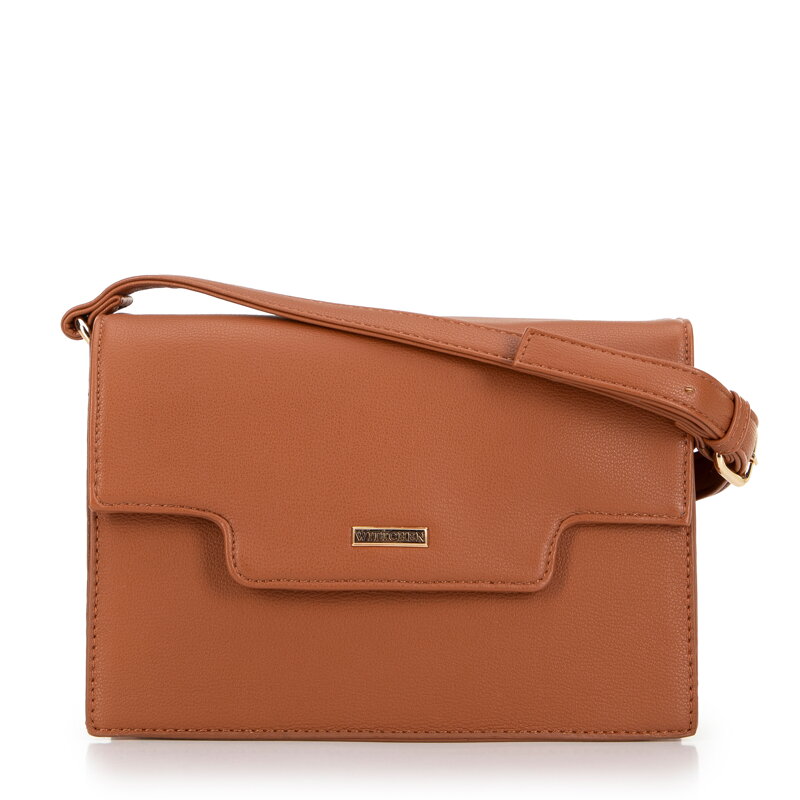 Dámska kabelka cez rameno z ekokoža, malá, hnedá 99-4Y-601-5