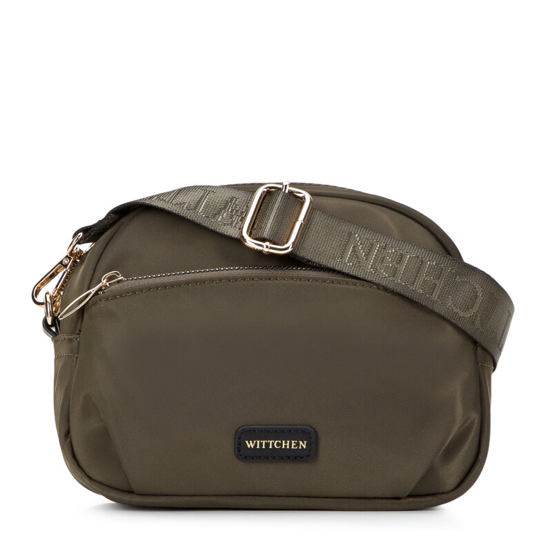 Damska listonoszka z nylonu z kieszenią z przodu zielona 97-4Y-106-Z