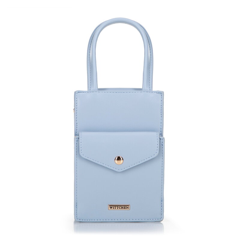 Dámska mini kabelka na telefón z ekokože, svetlomodrá 100-4Y-227-N