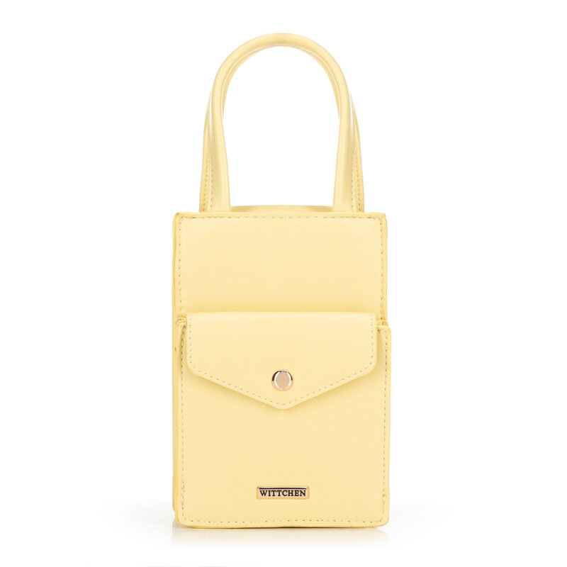 Dámska mini kabelka na telefón z ekokože, žltá, 100-4Y-227-Y